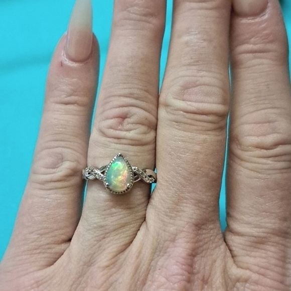 Jewelry - Opal & Natural White Ziron Enfinity Ring.
